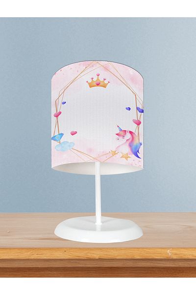 LİDERHOME Home Baby and Children's Room Unicorn and Diamond Patterned Lampshade
