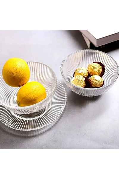 Yenigeldi 6 Glass Fruit Bowls and 6 Glass Cake Plates