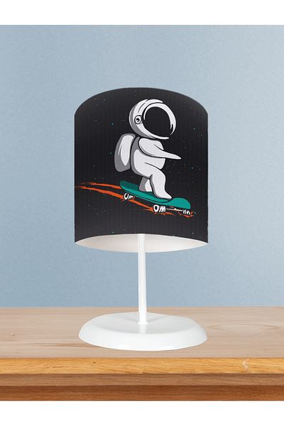 MASAL ODAM Home Baby and Children's Room Skateboard Astronaut Patterned Lampshade