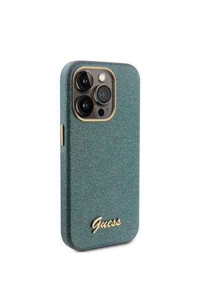 Guess iPhone 15 Pro Max Uyumlu Kılıf Guess Lisanslı Yazı Logolu Glitter Gloss...