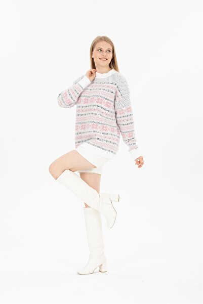 Ocean Snow Pattern White Sweater