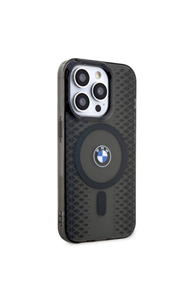 BMW iPhone 15 Pro Max Uyumlu Kılıf BMW Magsafe Şarj Özellikli Transparan IML Signature Lisanslı Siyah