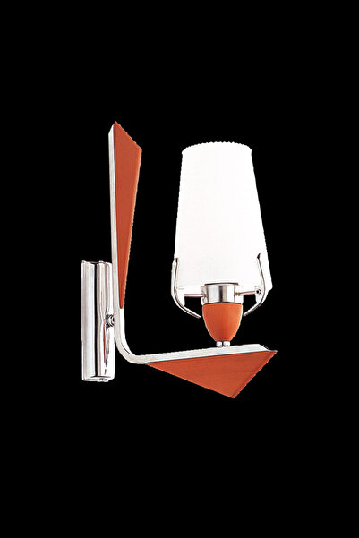 Avize çarşısı Elvan Tekli Opal Cam Ahşap Ve Metal Krom Aplik Bs.1541-51-19