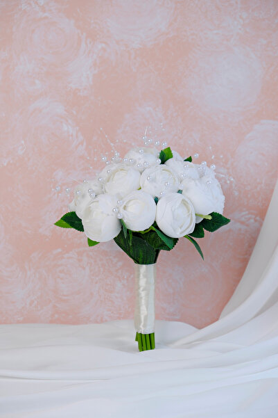 Uğur Gelin Buketi Λευκή Παιώνια Premium Νυφική Ανθοδέσμη