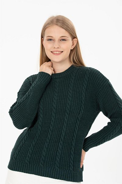 Ocean Green Braided Sweater