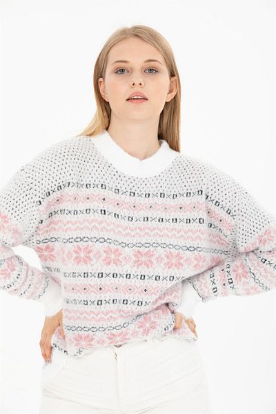 Ocean Snow Pattern White Sweater