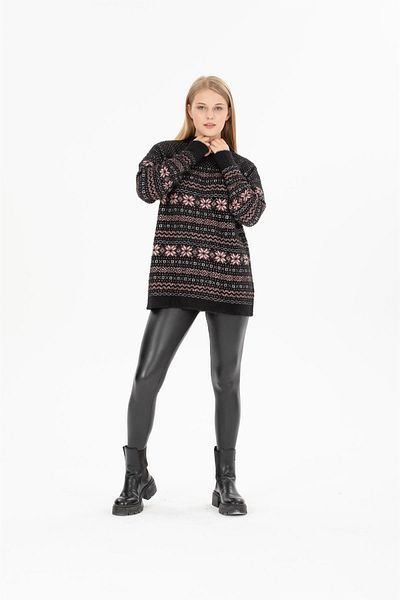 Ocean Snow Pattern Black Sweater