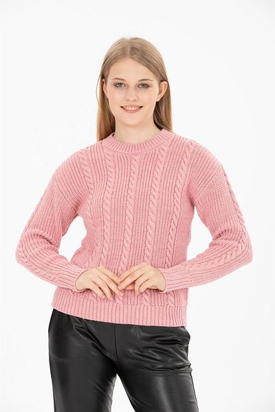 Ocean Hair Braided Pink Sweater