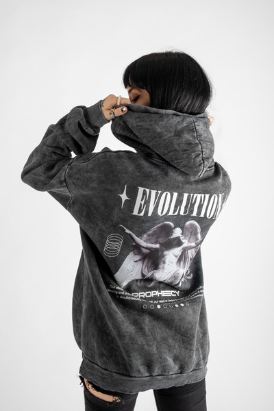 Bak Moda Evolution Štampano - Periva Oversize kroj Unisex dimljena majica sa ...