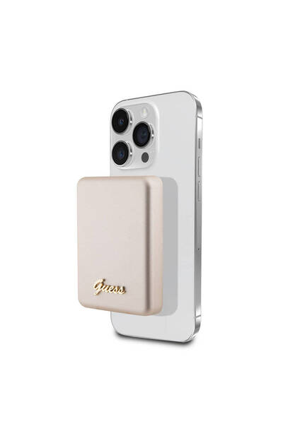 Guess Lisanslı Magsafe Şarj Özellikli Metal Yazı Logolu Powerbank 5000mAh 15W...