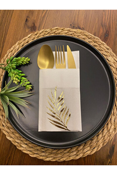 kidspartim مناديل جيب بيضاء مذهبة باللون الذهبي، 12 قطعة 40x40