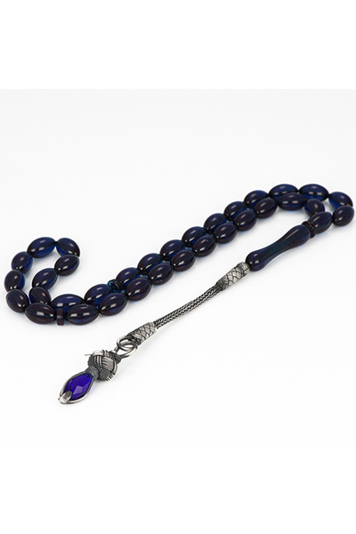 BayVog Gümüş Kazaz Püsküllü Sıkma Kehribar Tesbih