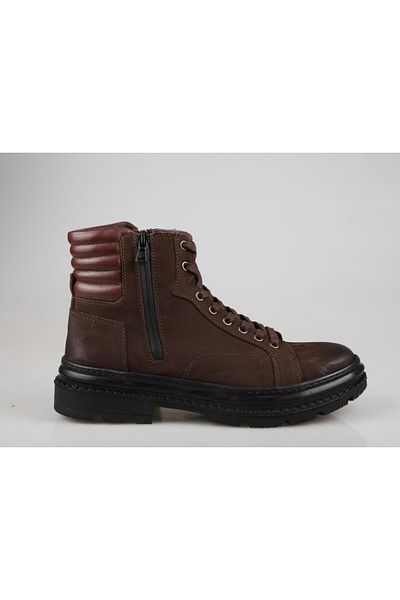 KOMCERO 3k8189 Ανδρικές μπότες από γνήσιο δέρμα καφέ Nubuck