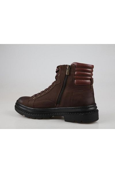 KOMCERO 3k8189 Ανδρικές μπότες από γνήσιο δέρμα καφέ Nubuck