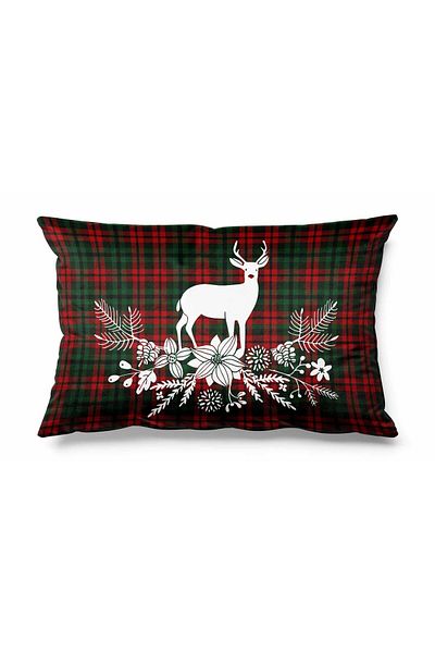 Pilloveland Rectangular Deer Patterned Double Sided Printed Suede Throw Pillow Cover New Year's Eve