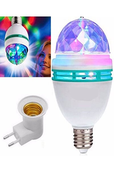 mrtbilisim Disco Ampülü Rgb Ledli Döner Başlıklı E27 Duy Hediyeli Parti Disko Lambası Dönen Lamba