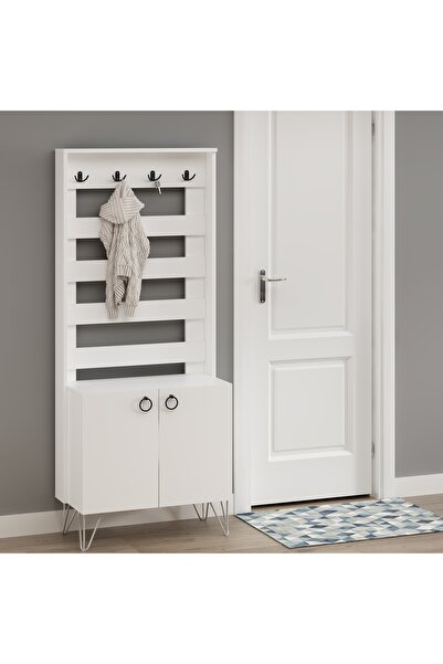 AYSİMO Şogun Beyaz Mdf Vestiyer Portmanto