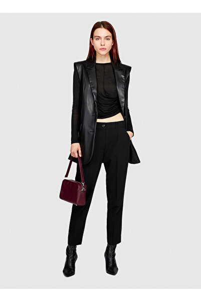 Sisley Kadın Siyah Viskoz Karışımlı Normal Bel Esnek Jogger Pantolon