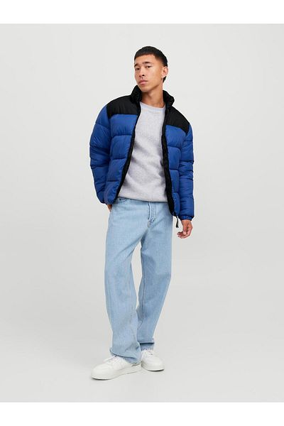Jack & Jones Мъжко синьо палто Jack Jones Jjetoby Puffer Collar 12235860-07