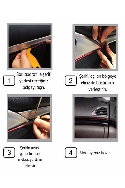 mrtbilisim Bandă de decorare auto pentru mașină, elastică din cauciuc, instalare ușoară, bandă de bandă de 5 metri, bandă torpilă de culoare argintie