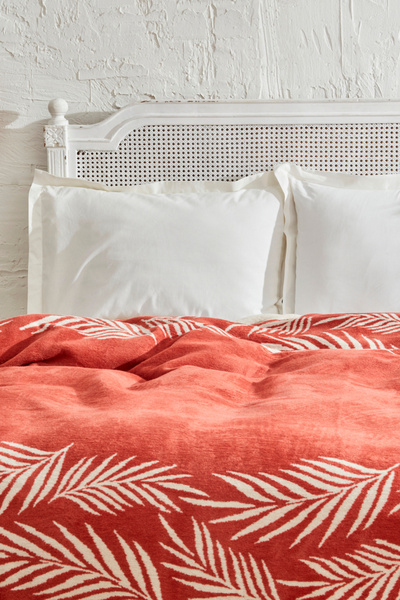 Karaca Home Leaf, Blanket, Double, Terracota