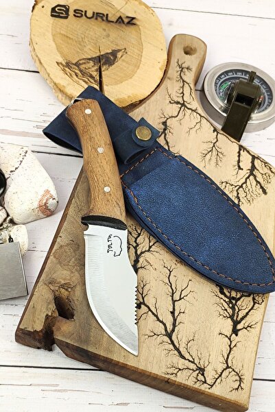 SürLaz Tek Parça Kamp Bıçağı Paslanmaz Çelik Deri Kılıf
