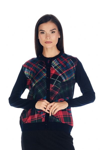Solo Women's Plaid Patterned Knitwear Knitted Cardigan
