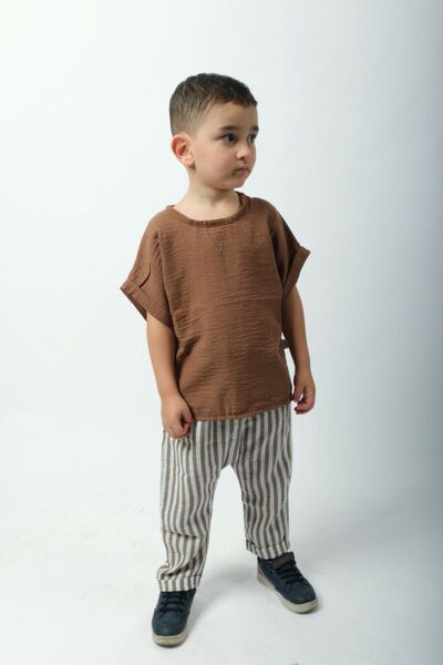 Babykokko Boy's Striped Shalwar Linen Double Suit