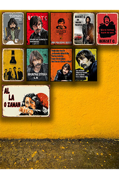 TAKIFİX Behzat Ç Al La O Zaman Seti 10 Adet 20x30 Cm Retro Ahşap Tablo