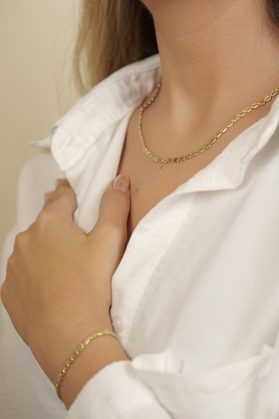 GençTaş Kuyumculuk 14 Ayar Altın Pencereli Zincir Kadın Kolye