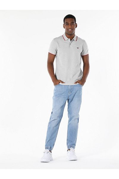 Colin's Tricou polo cu mânecă scurtă pentru bărbați, cu decolteu polo, gri Melange