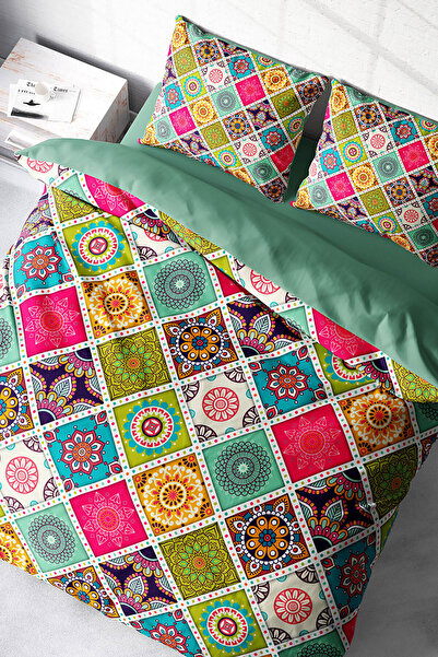 MonoHome Set cuvertură de pilota dublă din satin 100% bumbac cu cearșaf de co...