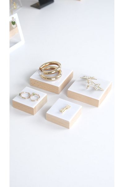 Kpleksi Wooden Plexiglass 3 Pieces Block Showcase Jewelry Object Fair Presentation Stand