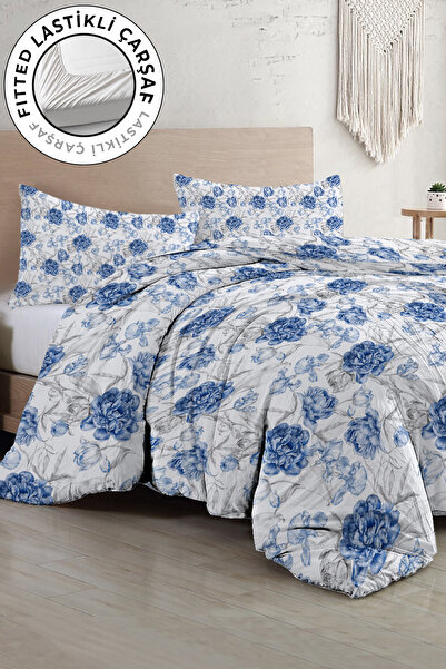 MonoHome Set cuvertură de pat dublă din satin 100% bumbac cu cearșafuri elastice Canvas Collection Shadow