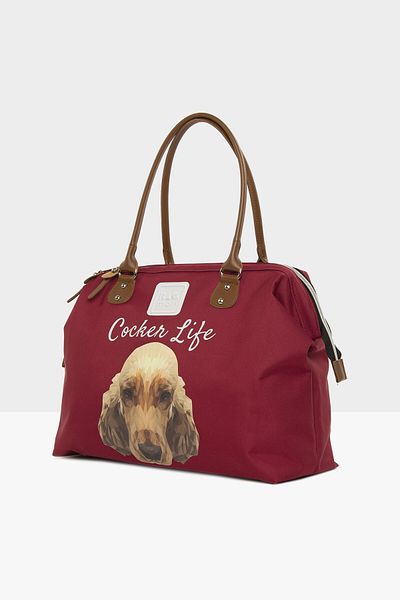 Bagmori Claret Red Women's Cocker Spaniel Printed Shoulder Strap Bag M000002654