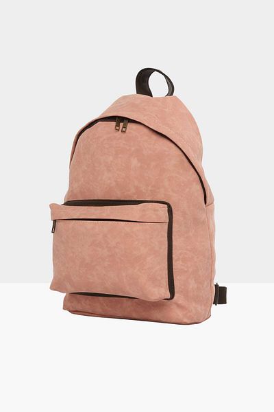 Bagmori Unisex Pink Powder Leather Strap Nubuck Backpack M000002801