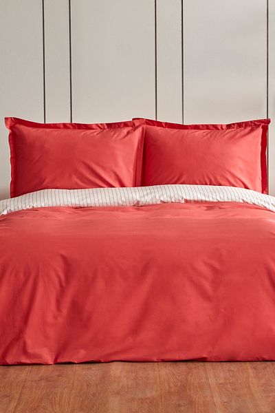 Karaca Home Cool Touch Stripe Double Duvet Cover Set Red