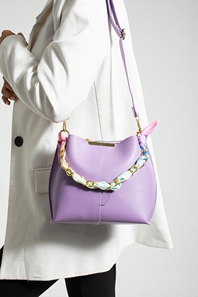 NBİBAGS Eșarfă și accesorii cu lanț pentru femei Geantă de mână și geantă de umăr din piele moale cu 3 compartimente