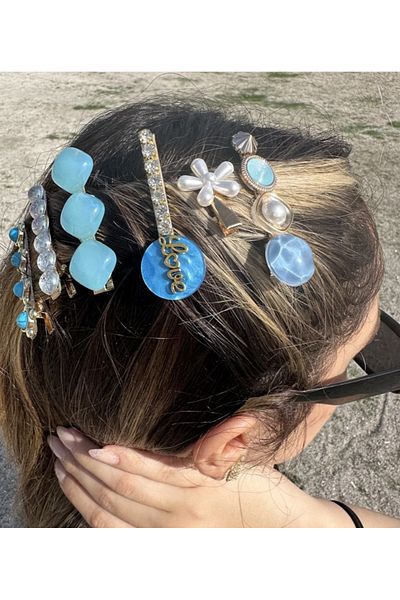 alsaccessories Set de catarame cu 6 bucăți de culoare albastră
