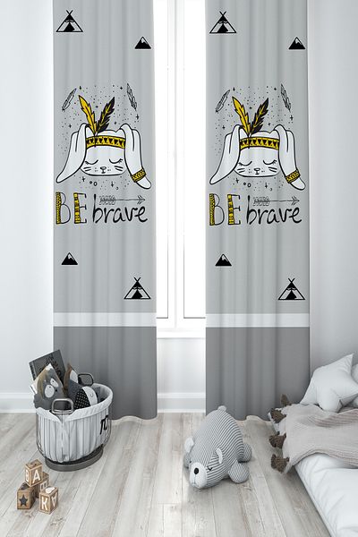 MASAL ODAM BABY AND KIDS ROOM BE BRAVE Native American Patterned 2 Wing Background Curtain