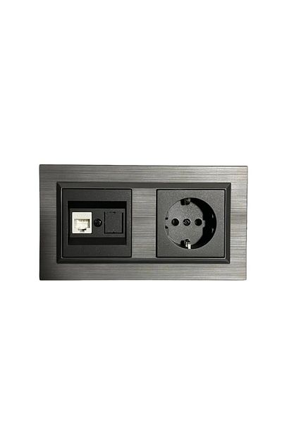 OVİVO Quantum Magnetic Gray Set of 2 (DATA SOCKET + GROUNDED SOCKET)