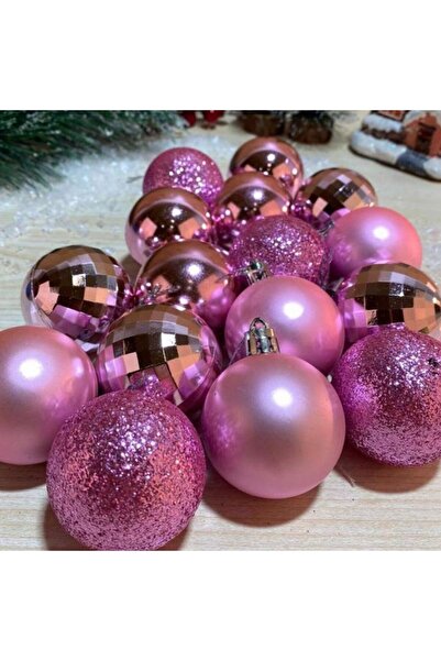 parti sürprizi Ornament cu bile de culoare roz pentru brad de Crăciun 16 bucă...