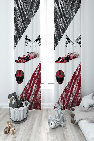 MASAL ODAM BABY AND KIDS ROOM Formula Patterned 2 Wing Background Curtain