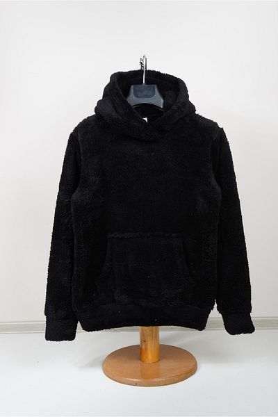 KİDSPİTİRCİK Hanorac UNISEX COPII NEGRU WELSOFT DE PLUȘ CU GLUGĂ