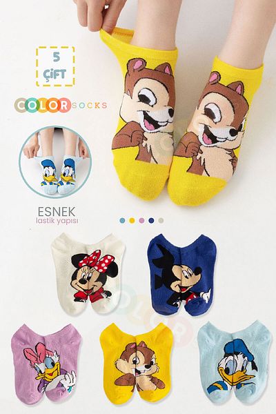 Color Socks Комплект дамски ботуши с анимационни герои от 5 части (комфортни меки)