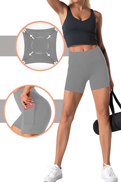 GHASSY CO. Women's High Waist Pocket Workout Fitness Running Short Sports Tights