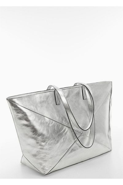 MANGO Woman Geantă Shopper din piele - elegantă și practică