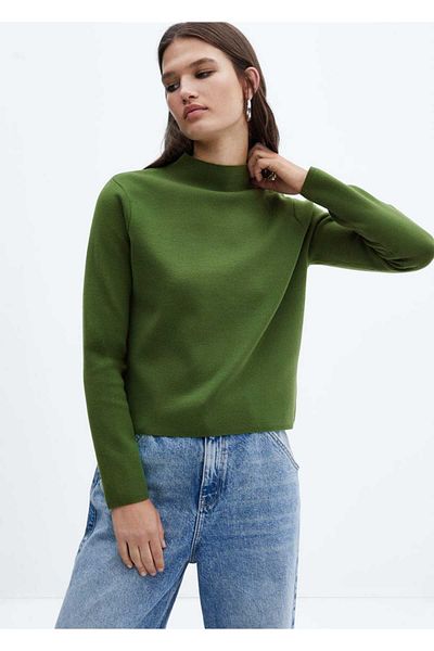 MANGO Woman Pulover decupat cu guler Perkins