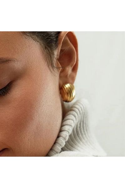 CHARMLUCKY Steel bombed earrings