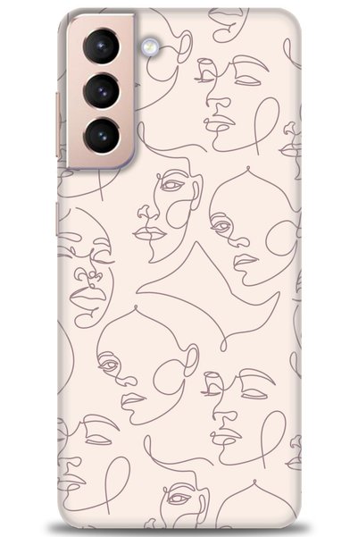 MRCİLETİSİM Samsung Galaxy S21 Case Hd Printed Case - Woman Silhouette + Full Screen Protector